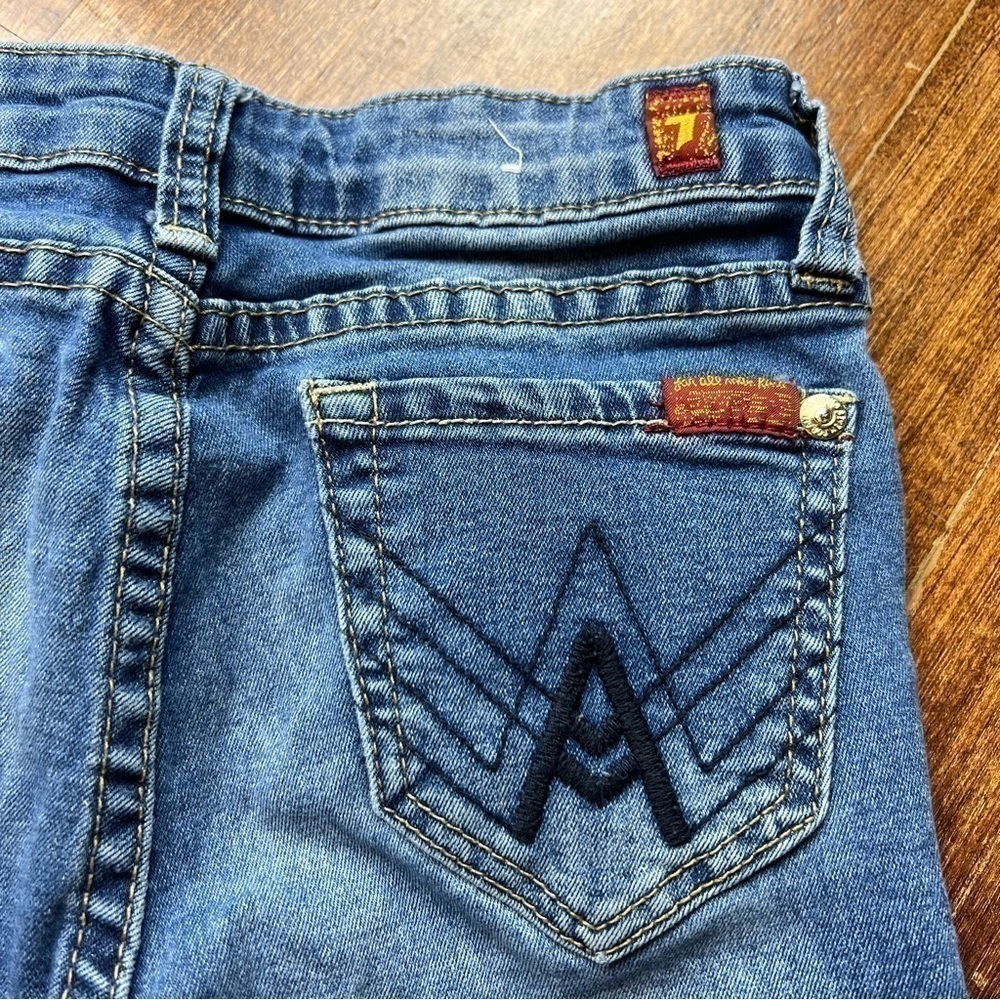 7 For All Mankind Girls Ankle Slim Jeans Size 10 Blue A-Pocket Denim School Y2K
